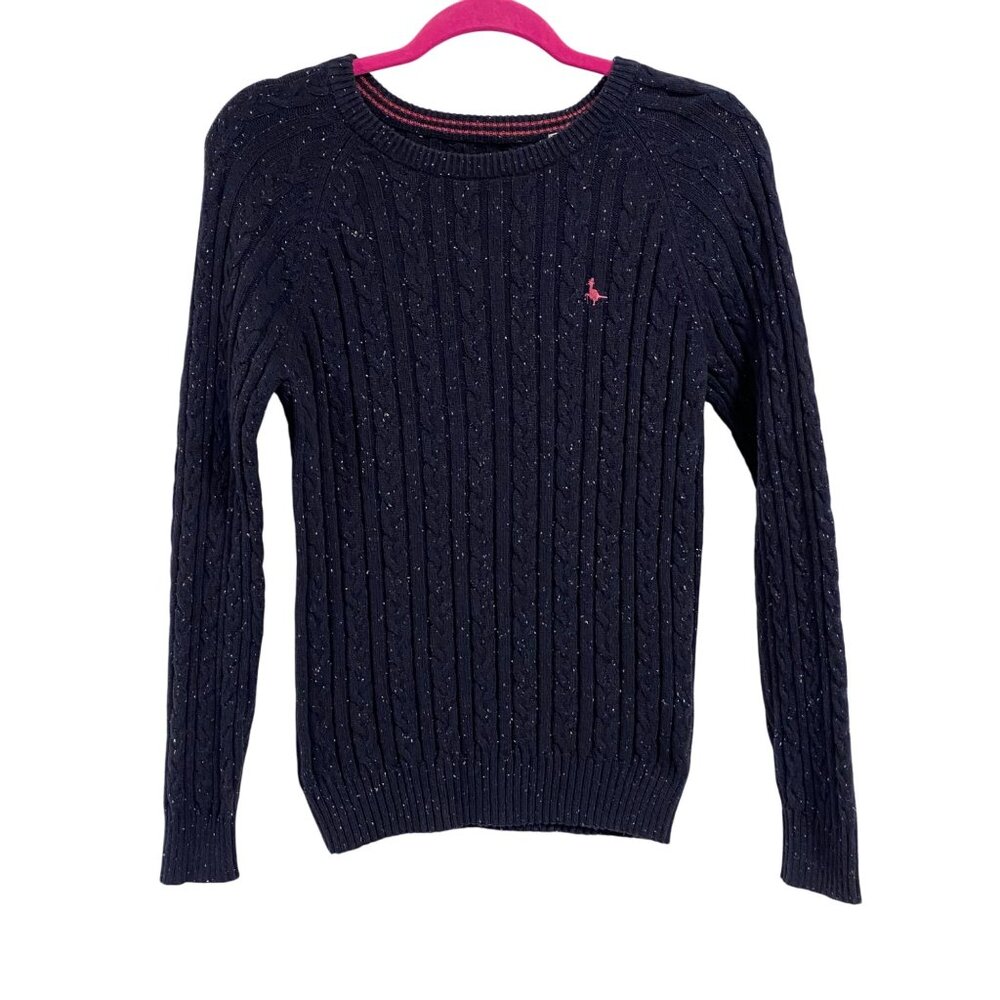 Jack Willis Women's Tinsbury Cable Knit Crew‎ Sweater Navy Blue US Size 10
